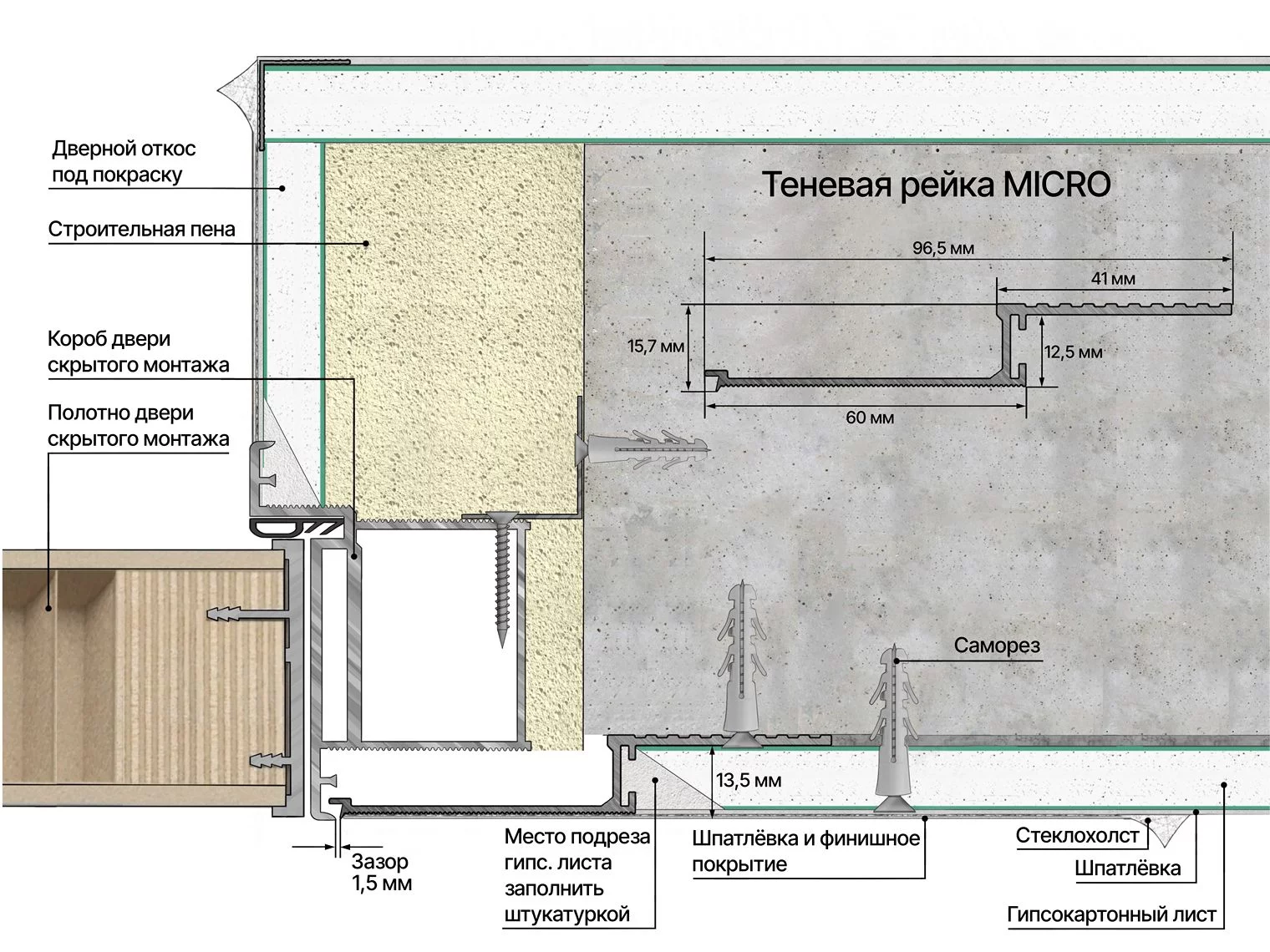ТЕНЕВАЯ РЕЙКА LACONISTIQ micro (скрытый наличник)